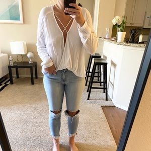 Silence + Noise Low Cut Flowy Top